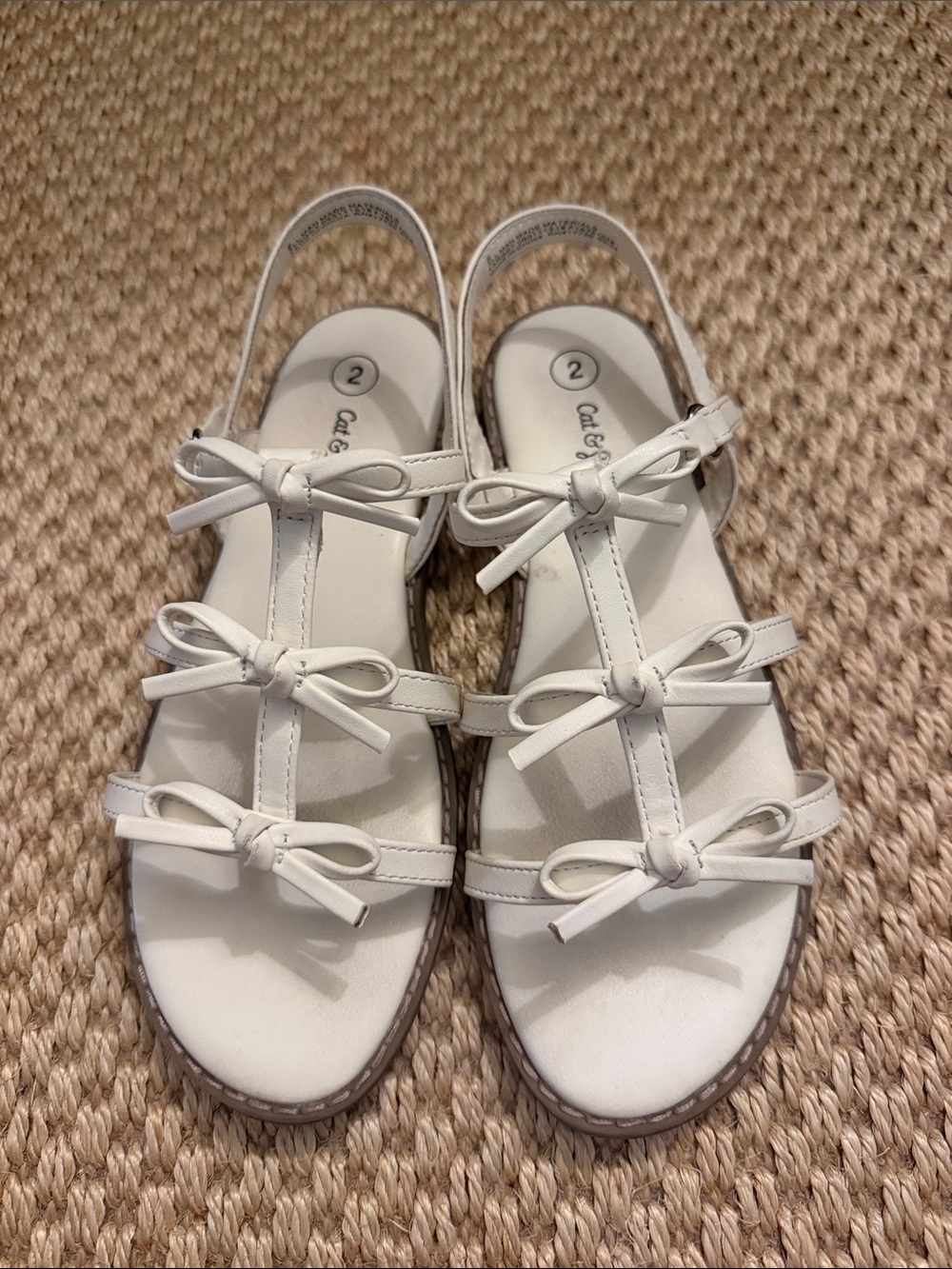 Cat & Jack White Bow T-Strap Sandals for Women